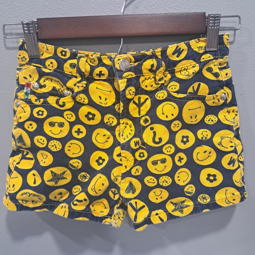 Moschino Kids Smiley Shorts 6A 116 EU (US 5-6) Yellow Emoji Denim